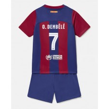 Barcelona Ousmane Dembele #7 Hjemmedraktsett Barn 2023-24 Kortermet (+ korte bukser)